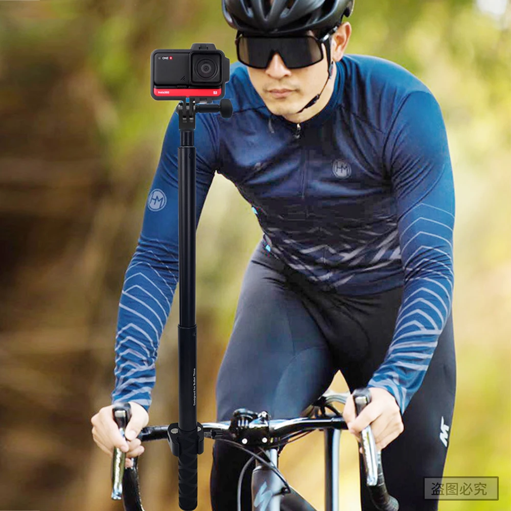 Tuyu motocicleta guiador da bicicleta suporte de montagem invisível monopé para gopro max hero 10 9 insta360 um x2 x3 câmera acessórios
