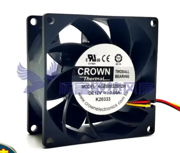 

CROWN AGE08032B12H DC 12V 0.50A 80x80x38mm 4-Wire Server Cooling Fan