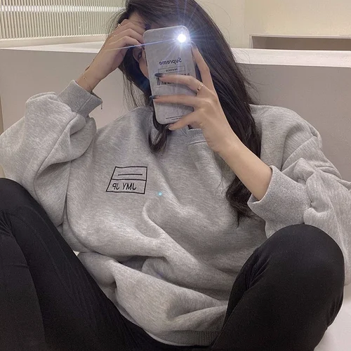 캐주얼 후드티 루즈핏 긴팔 편안한 루즈핏 캐주얼 여성용 느긋한 스타일 신상 가을 후드티 스웨트셔츠 후드티 