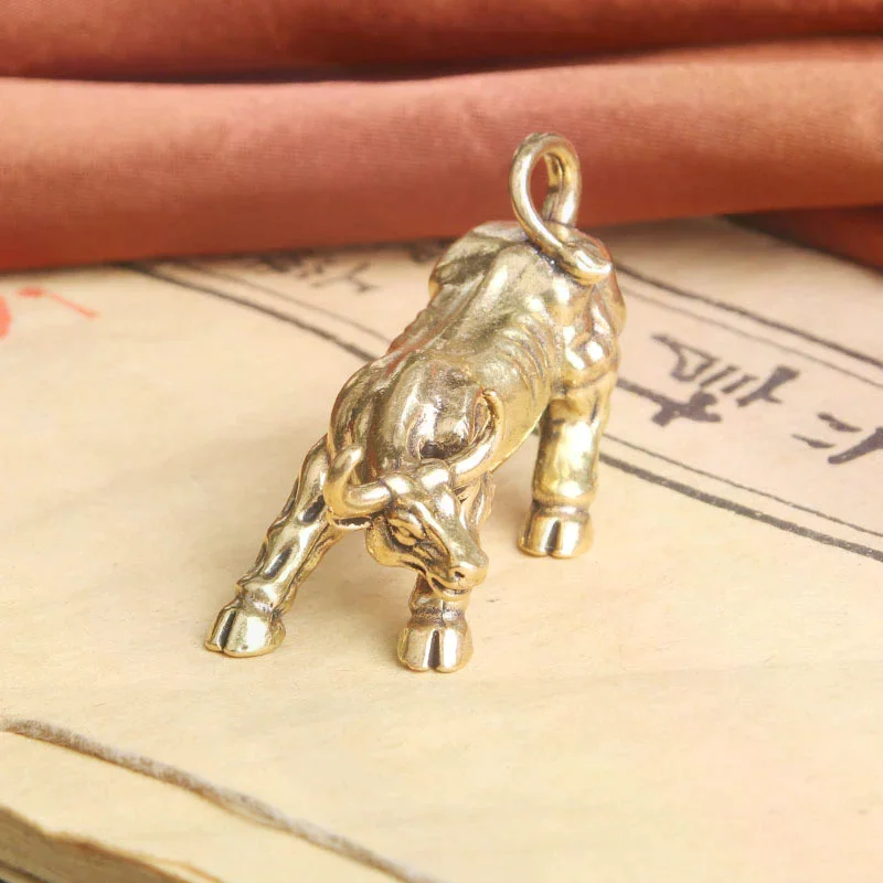 Brass Bull Wall Street Cattle Sculpture Copper Cow Statue Mascot Exquisite Crafts Ornament Office Decoration Business Gift