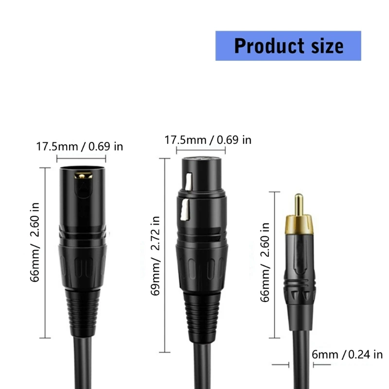 Professional RCAs to XLRs Converter Wire Audios Cable With Noise reductions Design 83CF