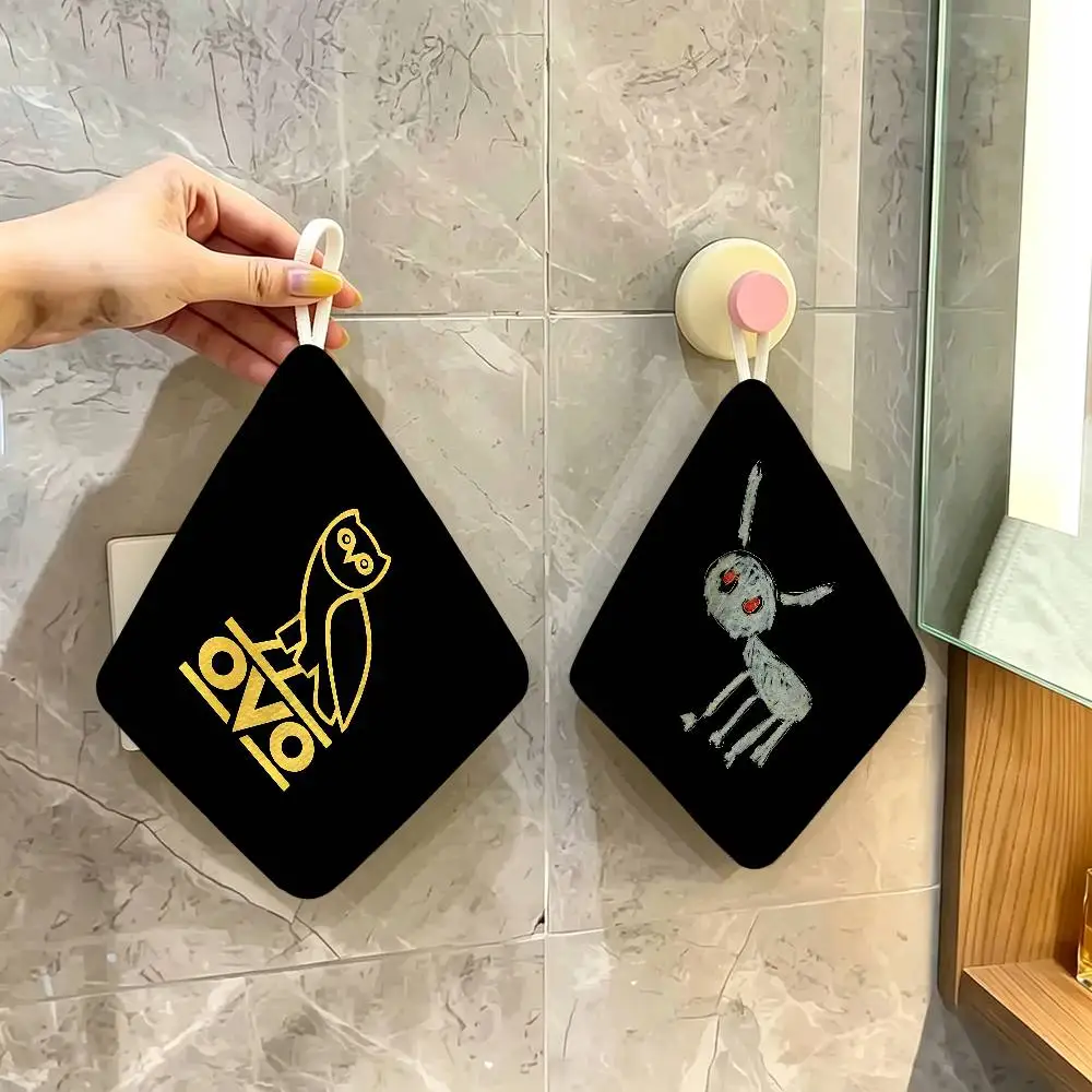 Rapper D-Drake Hanging Kitchen Towel, Polyester Cotton Fabric, Absorbent Hand Wiping Towel for Home Dormitory