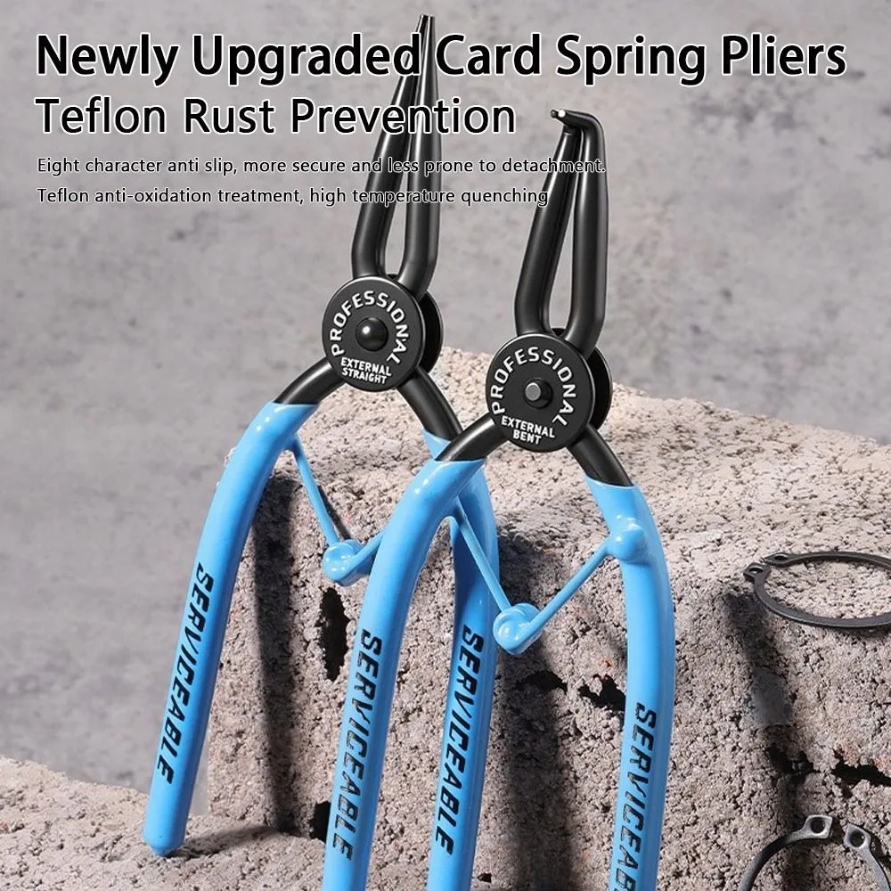 7 Inch Carbon Steel Circlip Pliers Straight Elbow Type Anti-slip Handle Retaining Ring Pliers High Hardness Snap Ring Pliers
