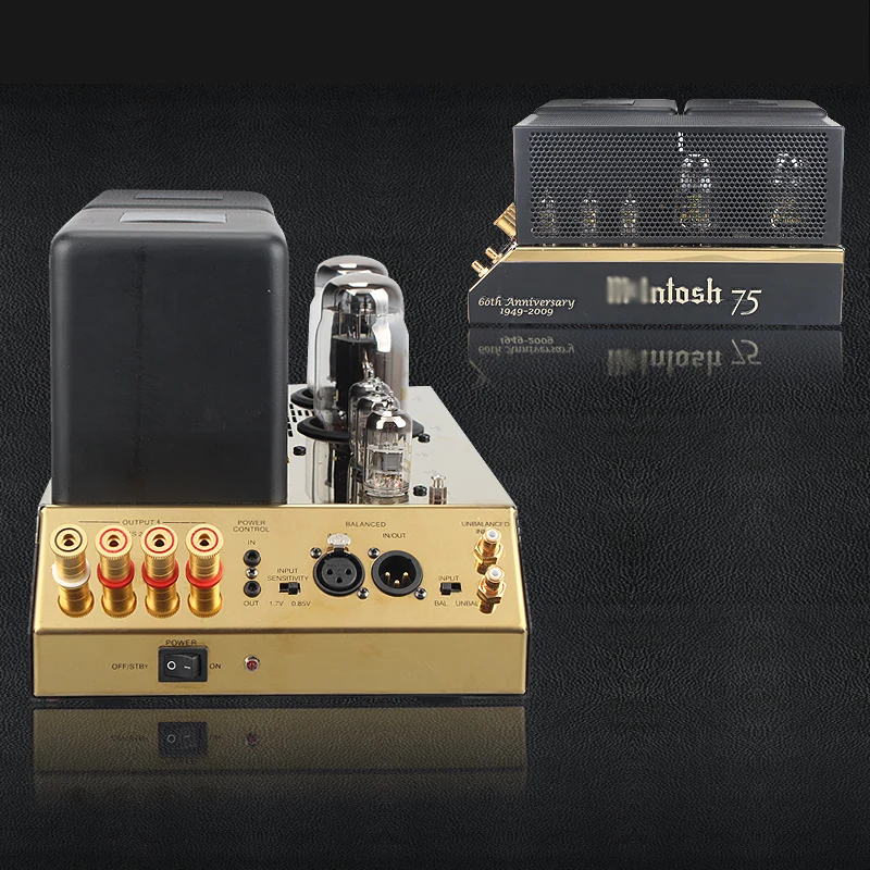 M-076 مضخم الطاقة النقي Power Amp Clone Mcintosh MC75 HiFi Bile Post-mono 2Ω/ 4Ω/8Ω/75W KT88×2 12AX7 12AT7×2 / 220V (زوج واحد)