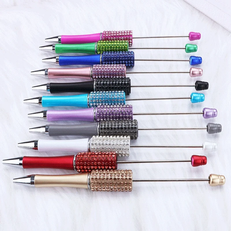 12 PCS Diamond Beaded Pen DIY Colorful Beadable Ballpoint Pens As Shown Plastic For Writing School Office Supplies