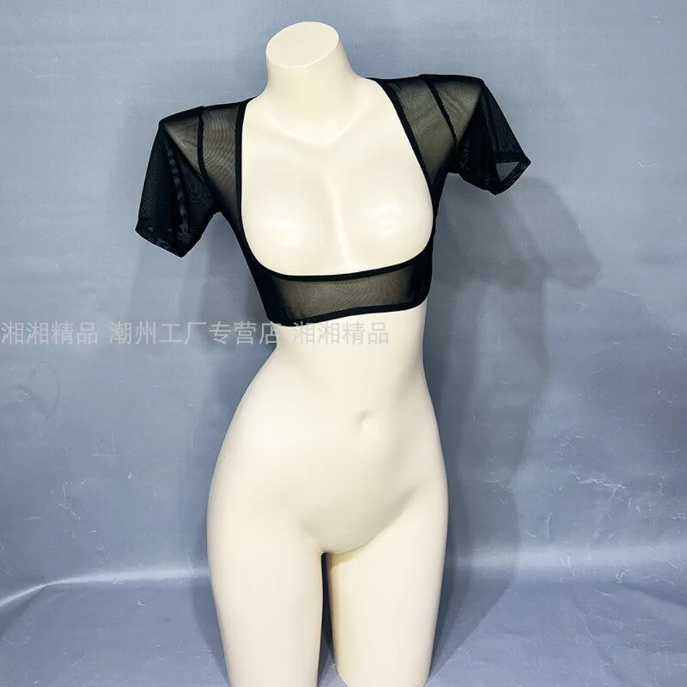 Customized Vest Style Base Mesh Shirt Belly Dance Performance Outfit Half Cut Perspective Short Top Sexy Women's Inner Outfit