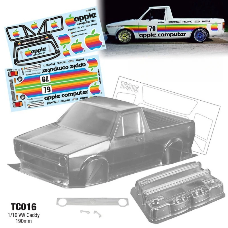 TC016 1/10 VW Caddy Clear Lexan Body shell 190mm With F/R Bumper and Light Buckle for RC Drift Car Tamiya tt02 Kyosho Yokomo