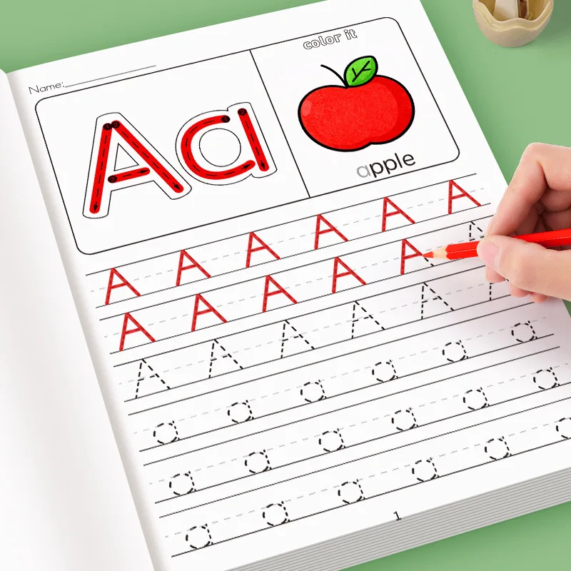 Kids English Alphabet Tracing Book - 26 Letters Uppercase & Lowercase Primary School Pen Control Practice Workbook