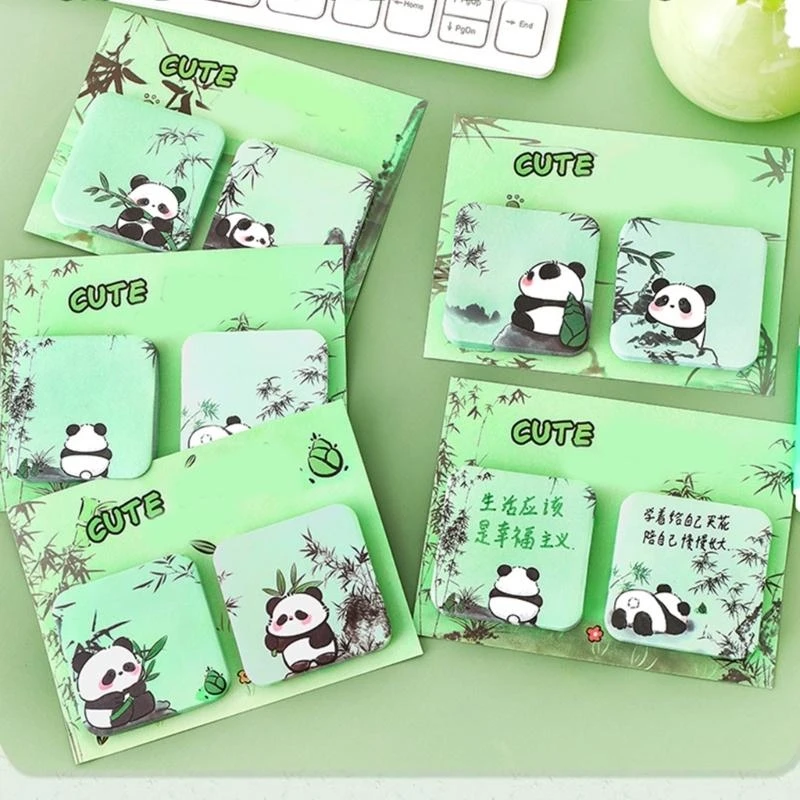 ملاحظات كرتون باندا لزجة 60sheets 50x50mm ملاحظات adheive ملاحظات صغيرة تذكير مذكرات الجيب على مخطط دفتر