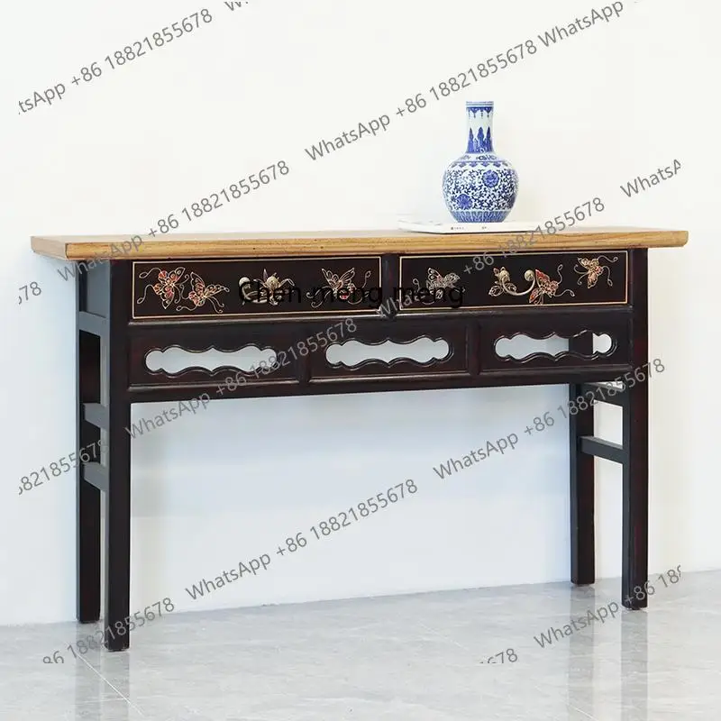 New Chinese-style foyer, strip case carving, hand-painted storage porch, warped head table, classical end-view cabinet