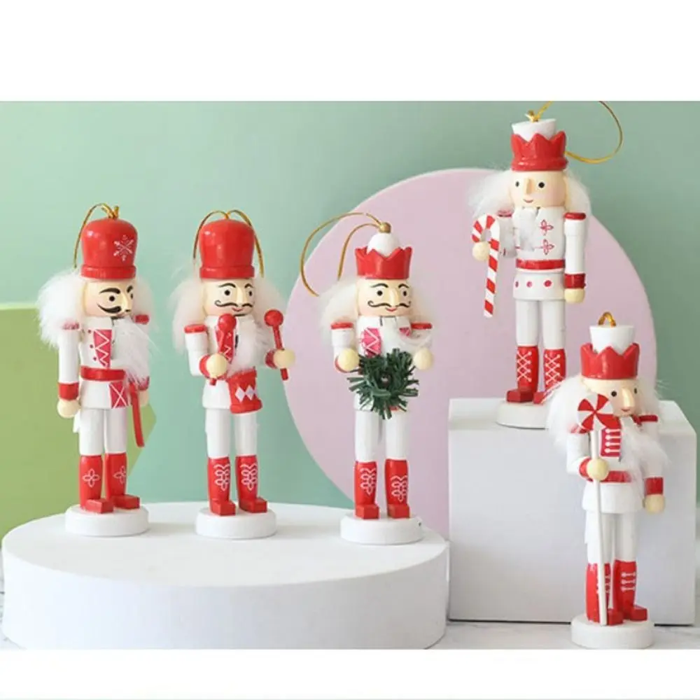 5PCS Merry Christmas Handicraft Christmas Nutcracker Painted Vintage Soldier Doll Winter 13CM Handcraft Figurine New Year
