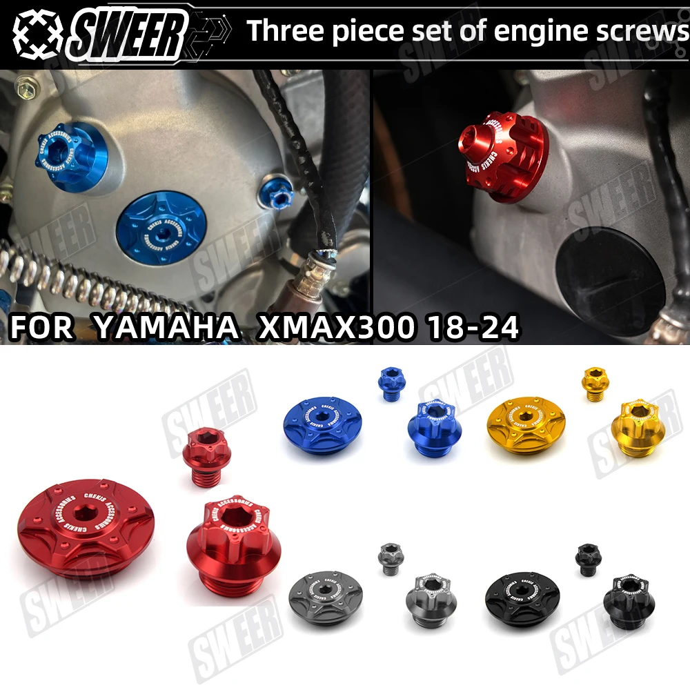 Motorcycle Engine Decoration Screws Fit For Yamaha XMAX250 XMAX300 2018-2024 Anti-theft Gear Oil Tank Screw Cover Accessories