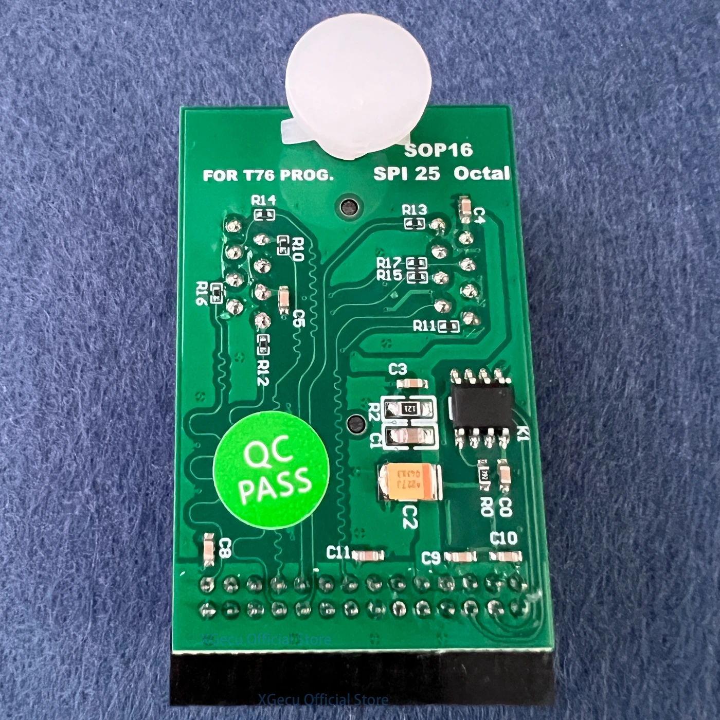 T76_SOP16_127EX XGECU High-Speed SOP16 Adapter width: 300mil  Pin spacing: 1.27mm  Compatible with all 25-series SOP16 chips