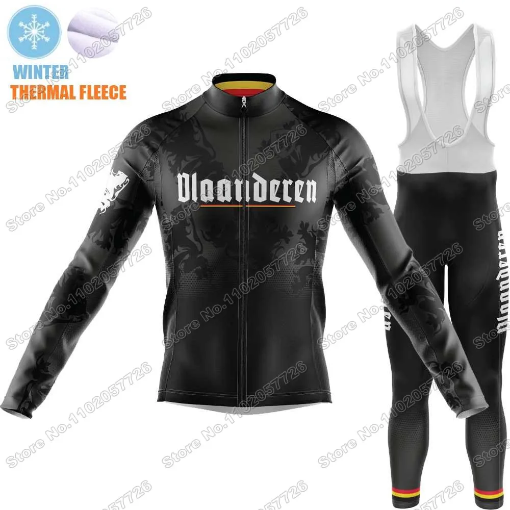 Vlaanderen Flanders 2025 Cycling Jersey Men's Set Winter Cycling Clothing Autumn Road Bike Shirt Suit MTB Bicycle Thermal Jacket