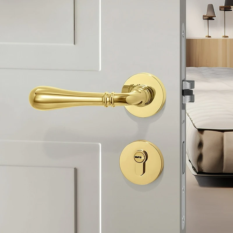 Door Lock, Bedroom, Indoor Wooden Door Lock, Light Luxury, Silent Split Lock, American Style Door Handle Lock