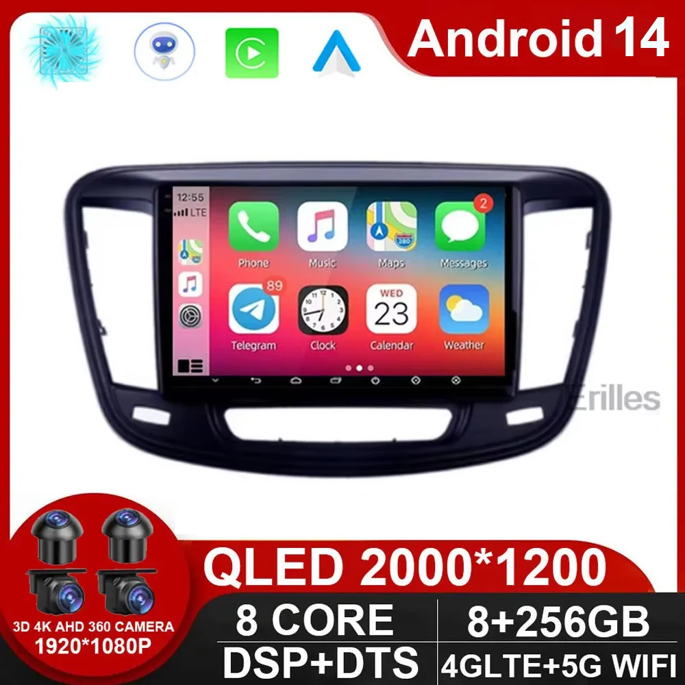 

Android 14 Auto Car Radio For Chrysler 200 200C 200S 2015 - 2019 DVD Stereo Multimedia Player GPS Navigation Headunit Carplay