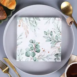 Colorful Cartoon Eucalyptus Leaf Paper Soft Colorful Printed Paper Creative Family Banquet Plant Style Napkins