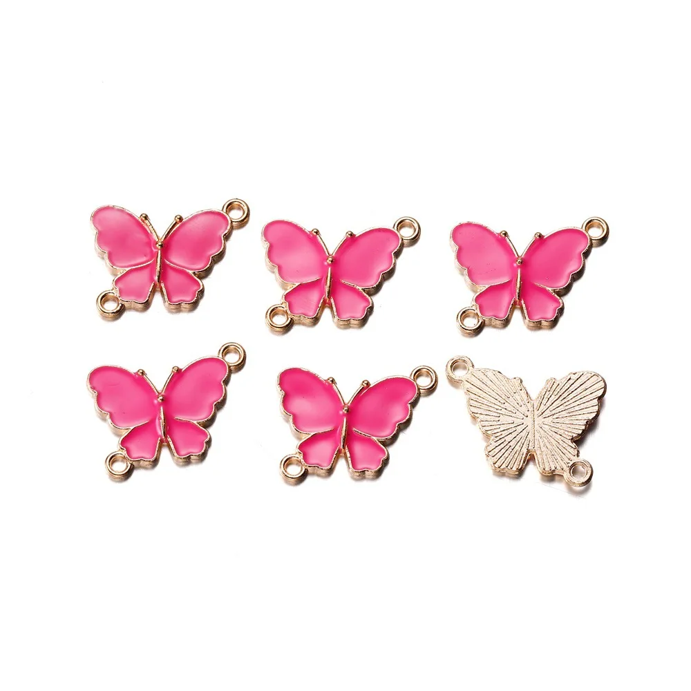 10PCS Hot Selling Alloy Butterfly Pendant 15 * 20mm Purple Necklace Ring Earrings Pendant DIY Jewelry Accessories Wholesale