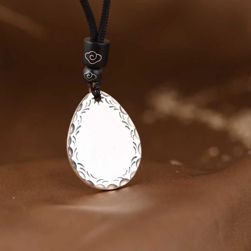 Vintage The Eight Diagrams Tai Chi Pendant For Men Jewelry Retro Water Drop Auspicious Clouds Rope Necklace Male Accessories