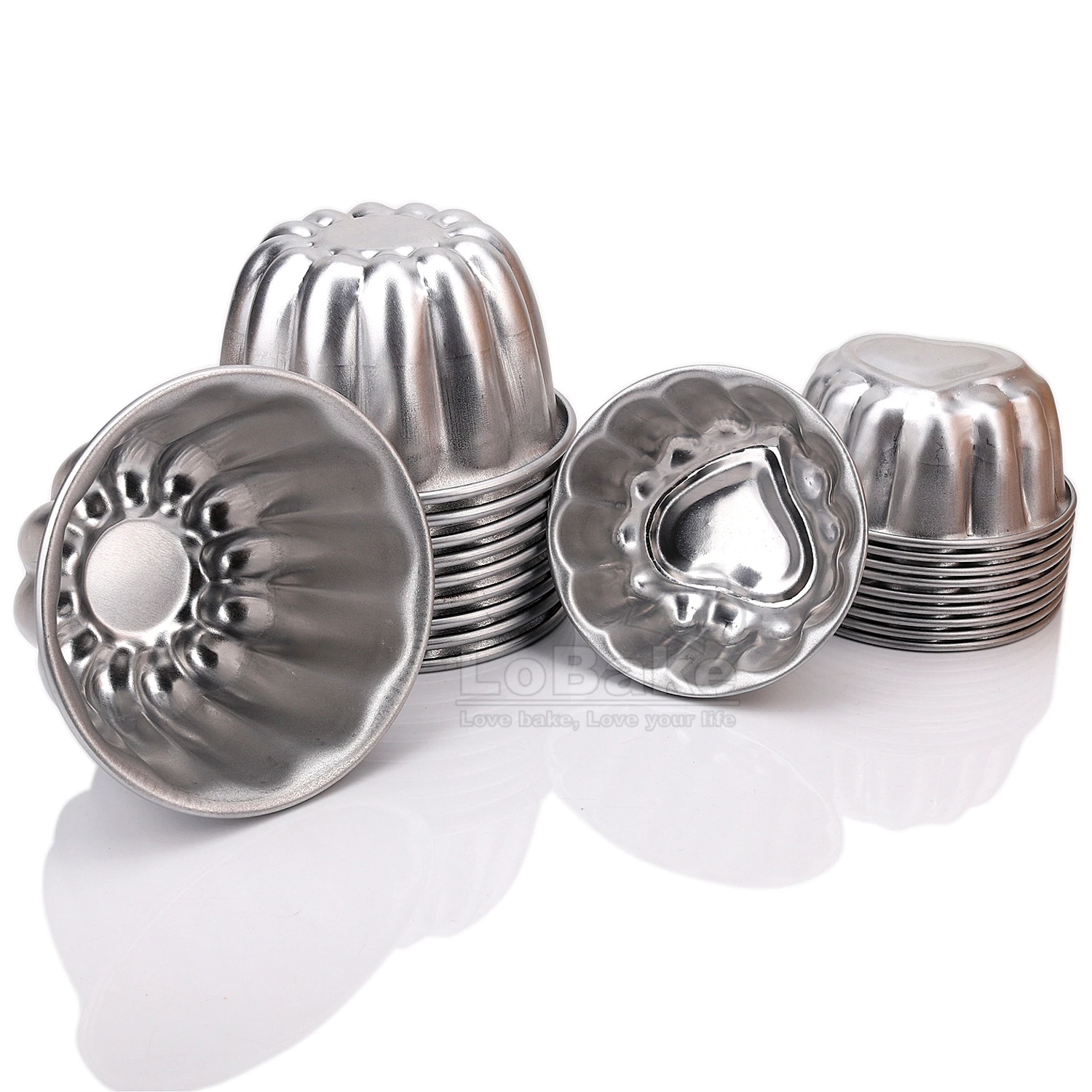 2 Designs Flower Heart Pumpkin Shape Aluminum Cake Mold Metal Pudding Holder Cupcake Cheese Mousse Pan DIY Baking 10pcs A lot