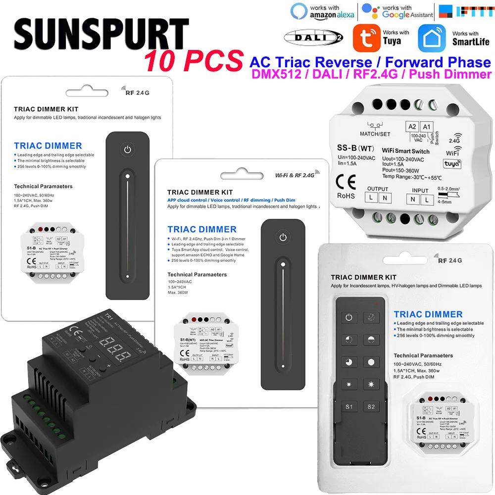 1-10P 2 Channel 2CH S1-D Triac DMX LED Dimmer AC100-240V 288W, Dual Channel Output Silicon DMX512 LED Controller Digital Display