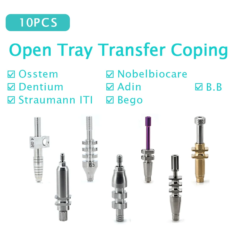 10 Pcs Dental Implant Impression Pick-Up Open Tray Transfer Coping Fit Osstem Dentium ITI Nobel Adin Bego BB Lab Consumables