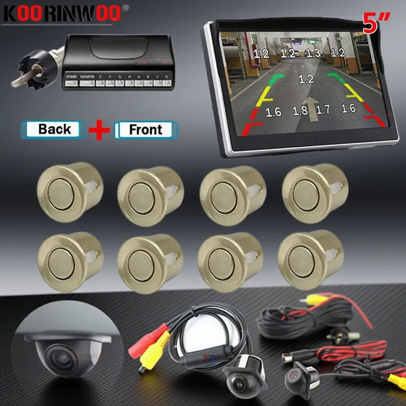 

Koorinwoo Electromagnetic Parking Sensors 8 Car Parktronics Front Parking Sensor With Camera And Monitor Rear view Car Detector