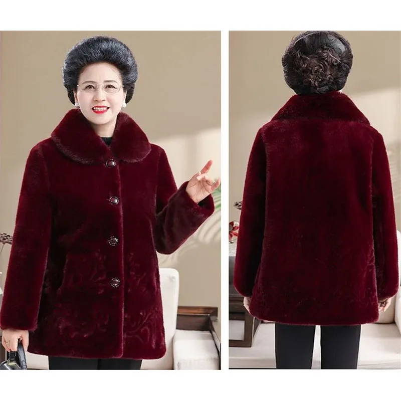 

Корейская женская элитная куртка с длинными рукавами, 2025 г., женская верхняя одежда большого размера 6XL, осень-зима, пальто из золотой норки для мам среднего возраста