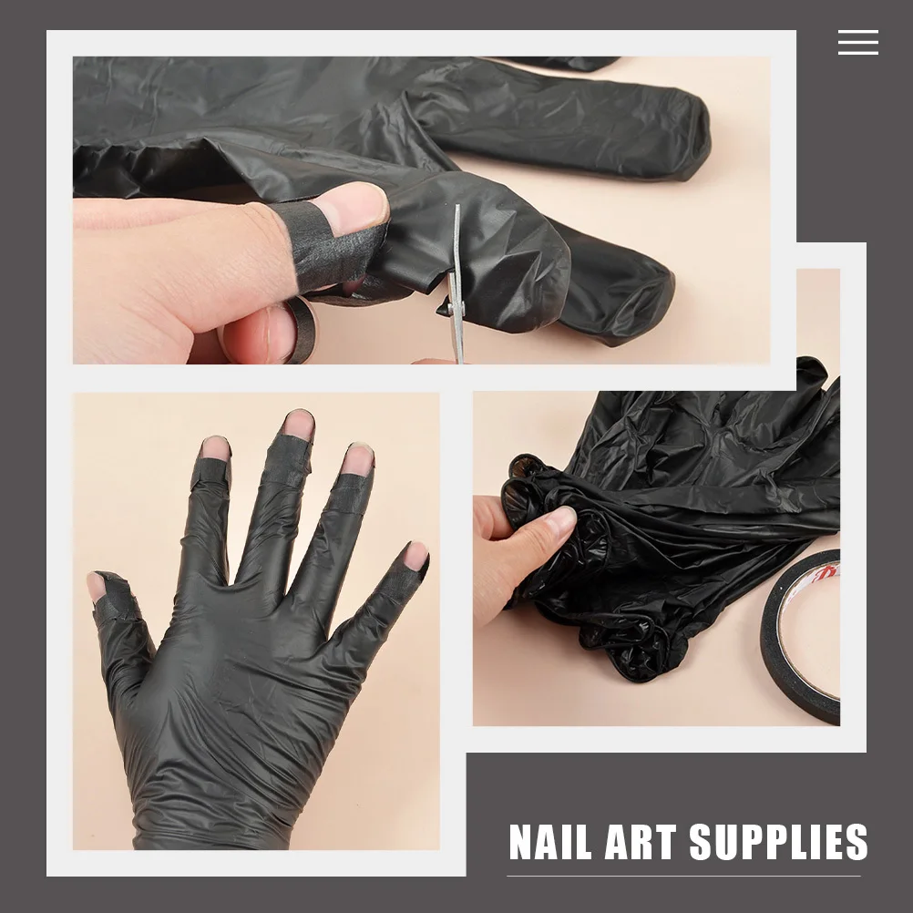 

Uv Protection Gloves Set Stretchy Comfortable Manicure Uv Gloves Nail Art Tapes Anti Black Hands Nail Striping Tape