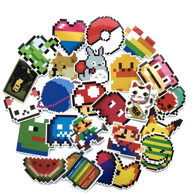 1Sets = 25PCS Pixel Wind Cute Stickers Suitcase Computer Waterproof Graffiti Stickers