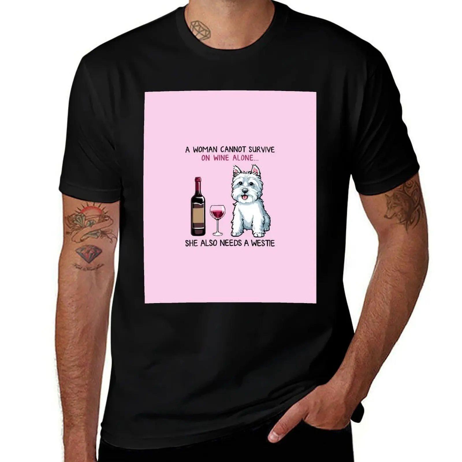 \bWestie and wine Funny dog T-Shirt Holiday Party for Men T-Shirt