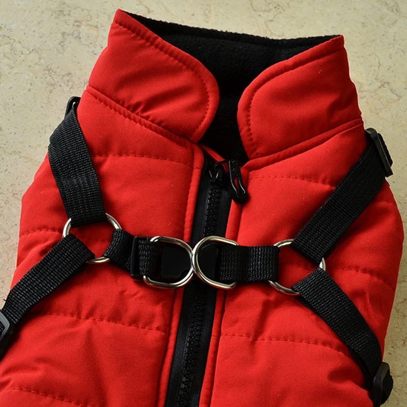 Pet Dog Jacket With Harness Winter Warm Dog Clothes Waterproof Small Dog Coat Puppy Pet Clothing Chihuahua French Bulldog Outfit