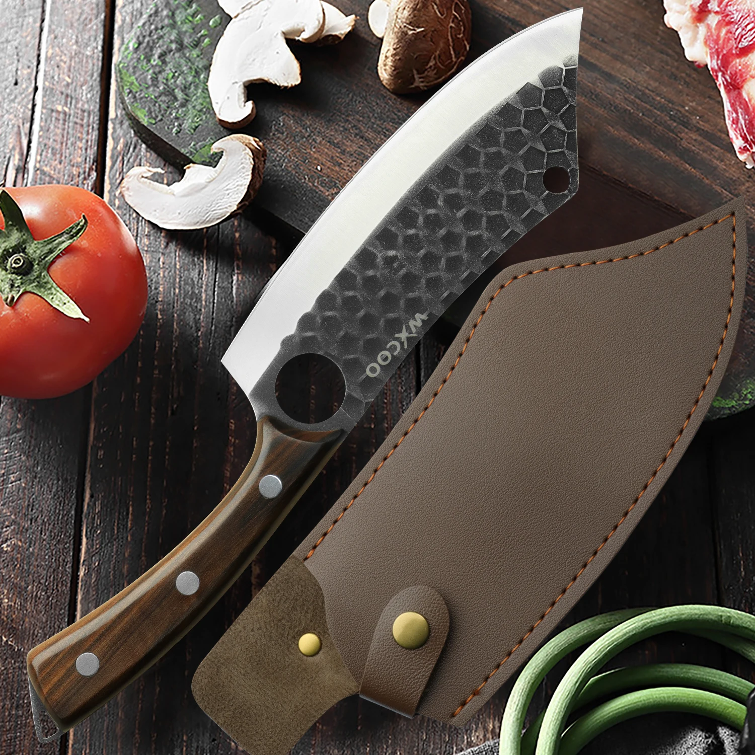 WXCOO Cleaver Forged Kitchen Chef Knife Meat Fish Fruit Boning Cleaver Chop Bone Knife Cleaver Butcher Professional