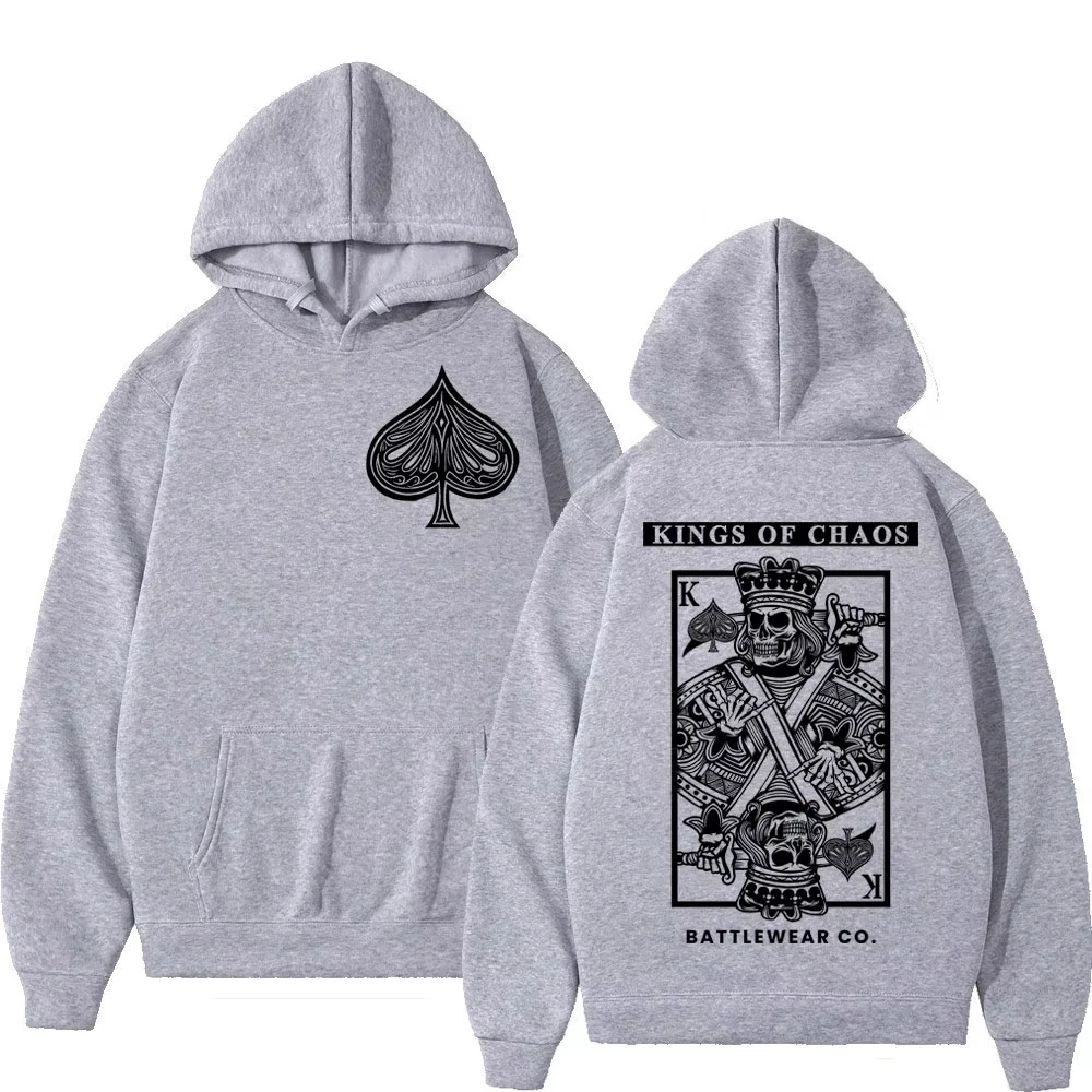 Kings of Chaos Battlewear Co Felpa con cappuccio grafica Abbigliamento maschile Felpe vintage gotiche Uomo Donna Moda casual Pullover larghi