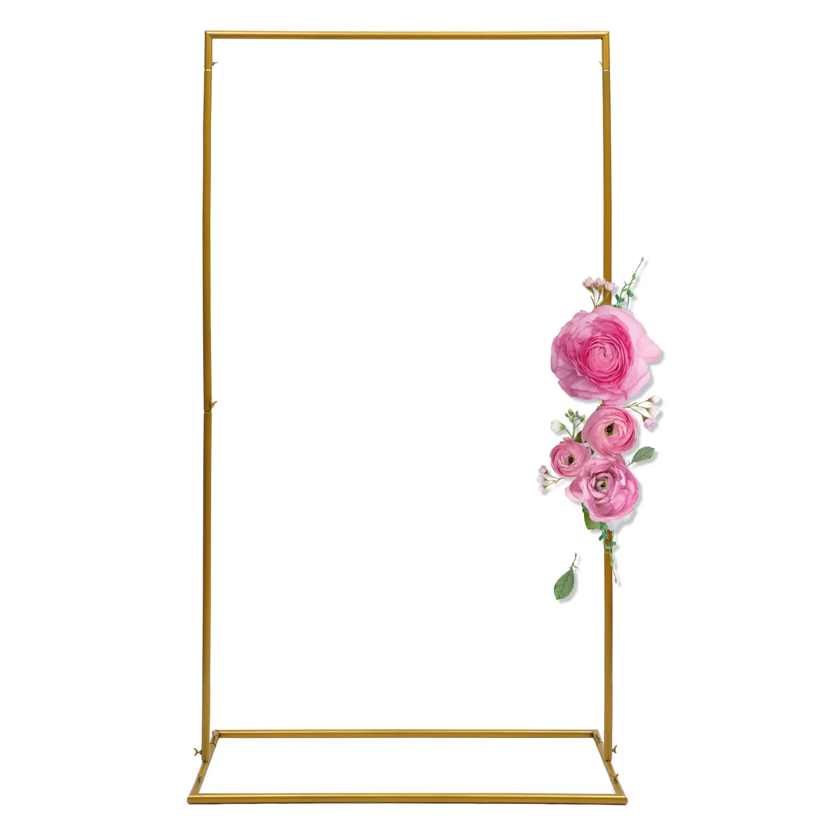 

Gold Wedding Stand with Square Design, Carbon Steel Frame, Adjustable for Flowers, Balloons, and Garlands
