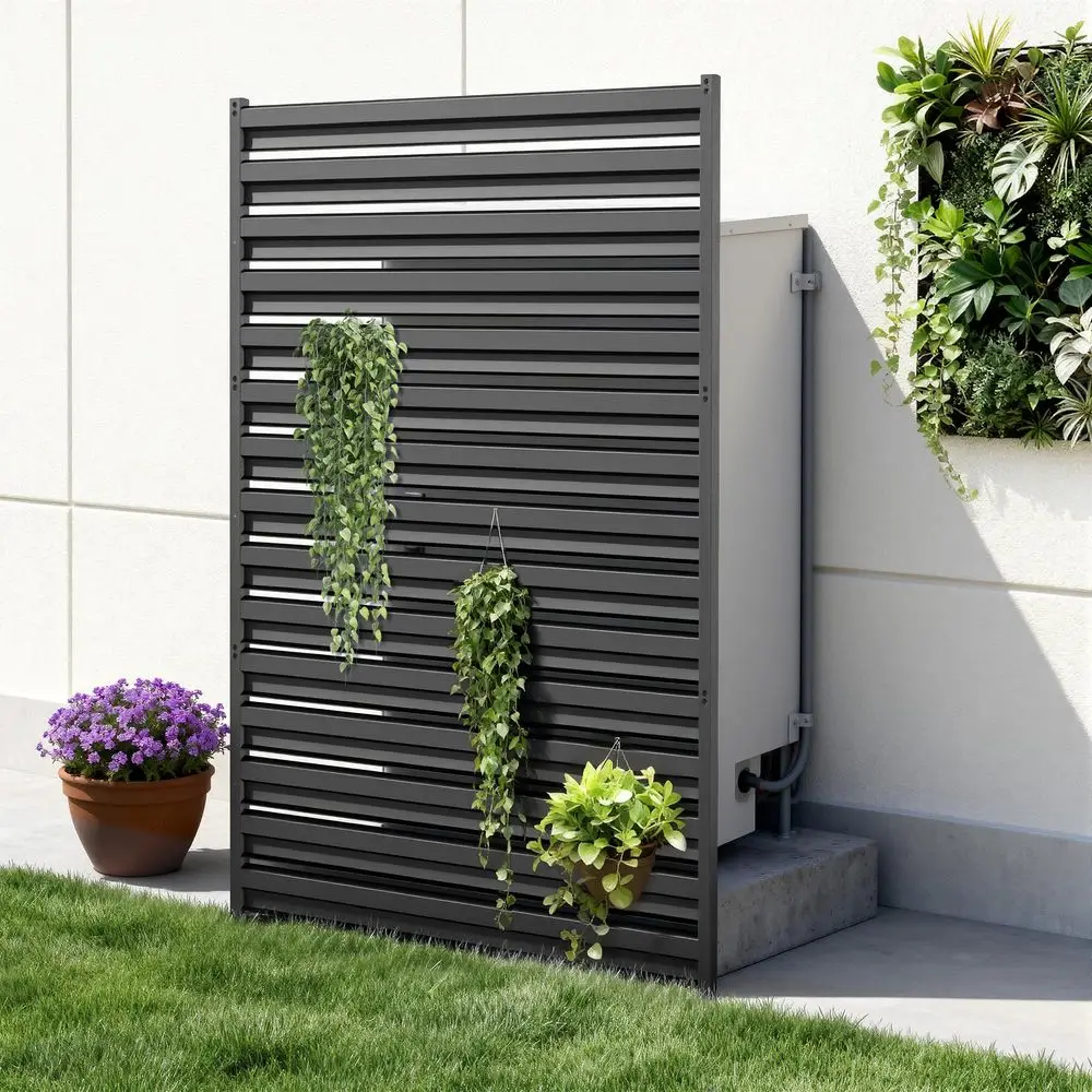 63 H x 38 W 1 Panel Outdoor Privacy Screens, Air Conditioner Fence Metal Trash Can Privacy Fence Panels for Garden, Pool Equipm