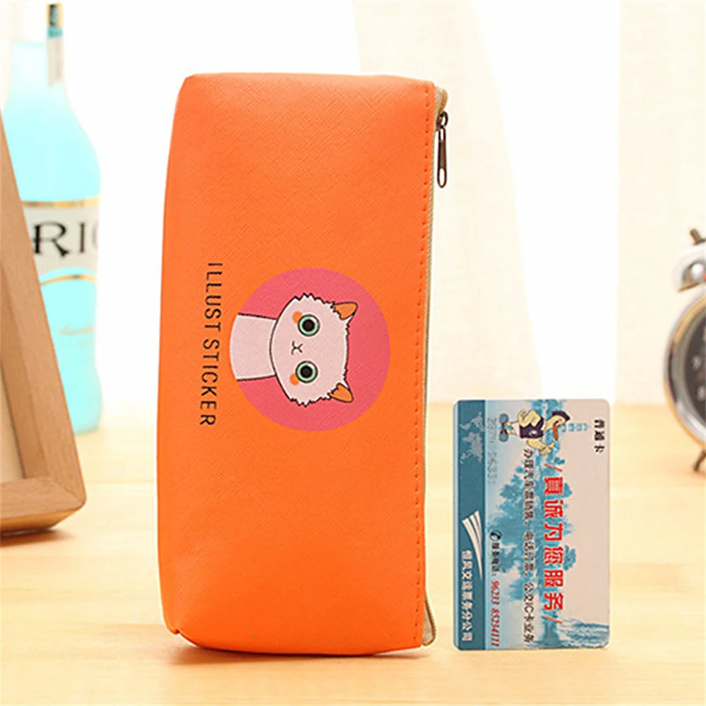 Fashion Cute Cartoon Cat Families Pencil Case Office School Supplies Stationery Pencilcase Pen Pouch Cosmetics Storage Bag