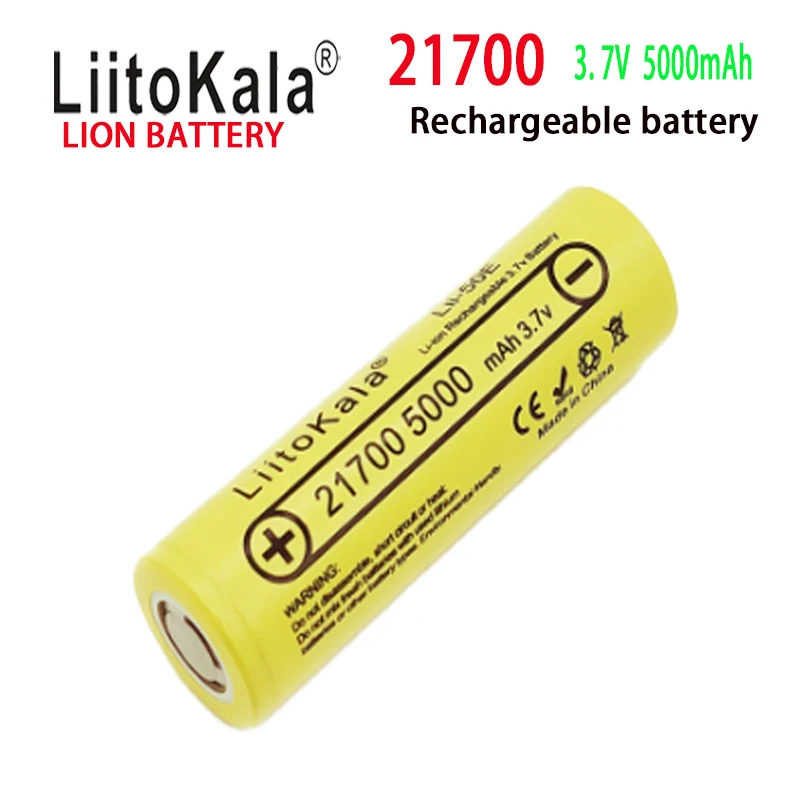 LiitoKala Lii-50E 21700 lithium battery 5000mAh electric vehicle with 10C power