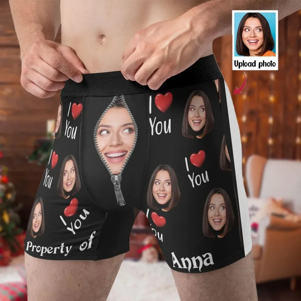 Personalized Boxers for Husband,Valentine Day Gifts,Custom Face Boxers for Men,I love my wife,For Boyfriend Husband