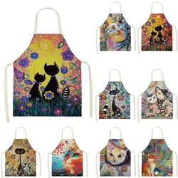 Retro Funny Cat Cartoon Cooking Apron Kitchen Men and Women Men Baking Accessories Chef Waiter Cafe Shop BBQ Bib