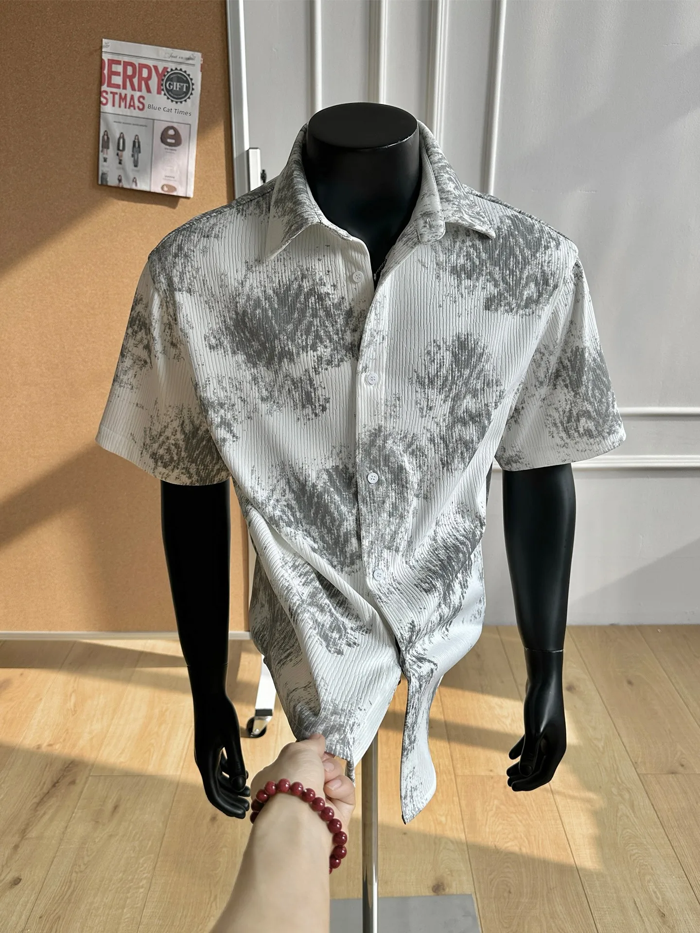 

Trendy Brand Loose ort Sve Beach irt Men's Summer High-End Loose Collar Men's Casual Sle Polyester Fiber irt