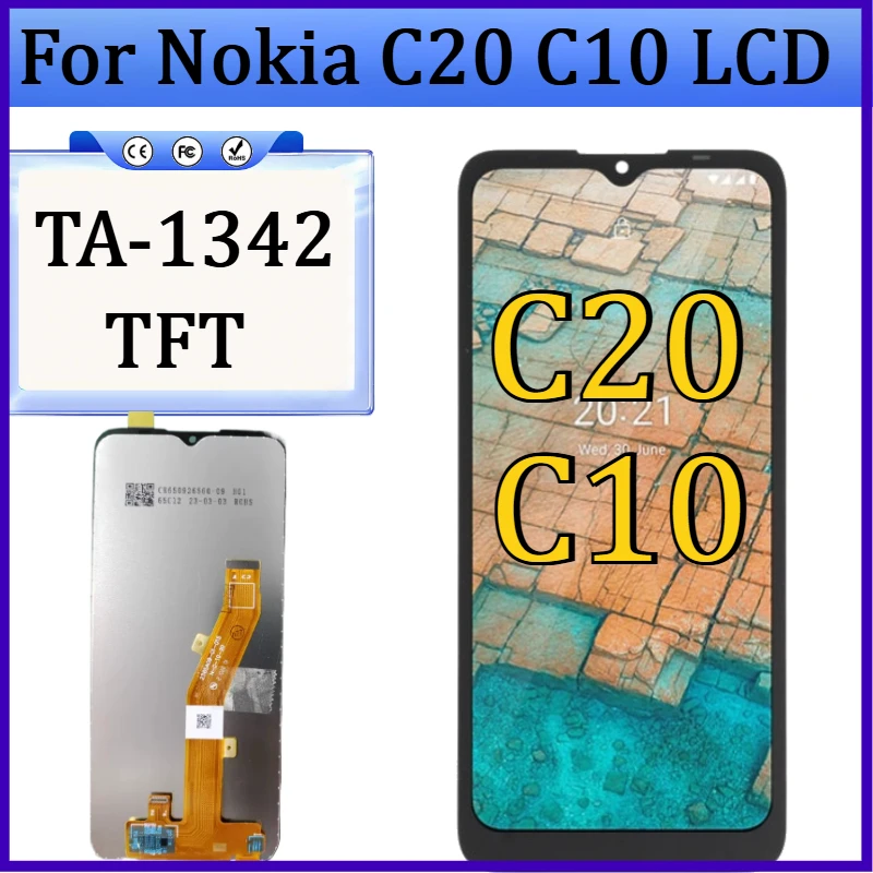 New TFT LCD Display for Nokia C20 LCD Touch Screen Digitizer Assembly Replacement Parts for Nokia C10 TA-1342 LCD