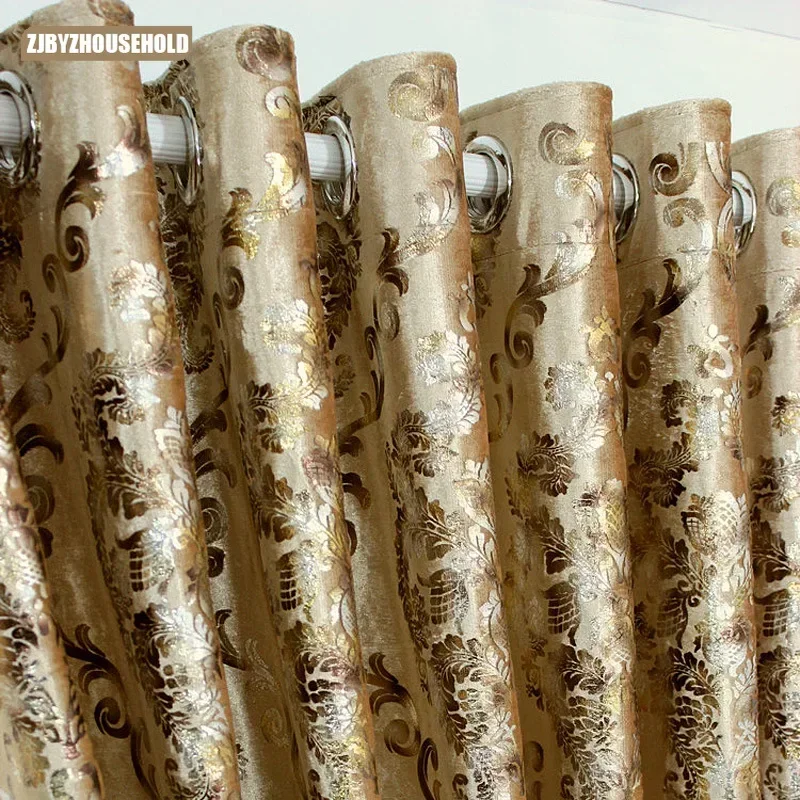 European Luxury Gold Curtains for Living Room Bedroom Sheer Embroidered Tulle Print Shading Windows Backdrop Customize Шторы