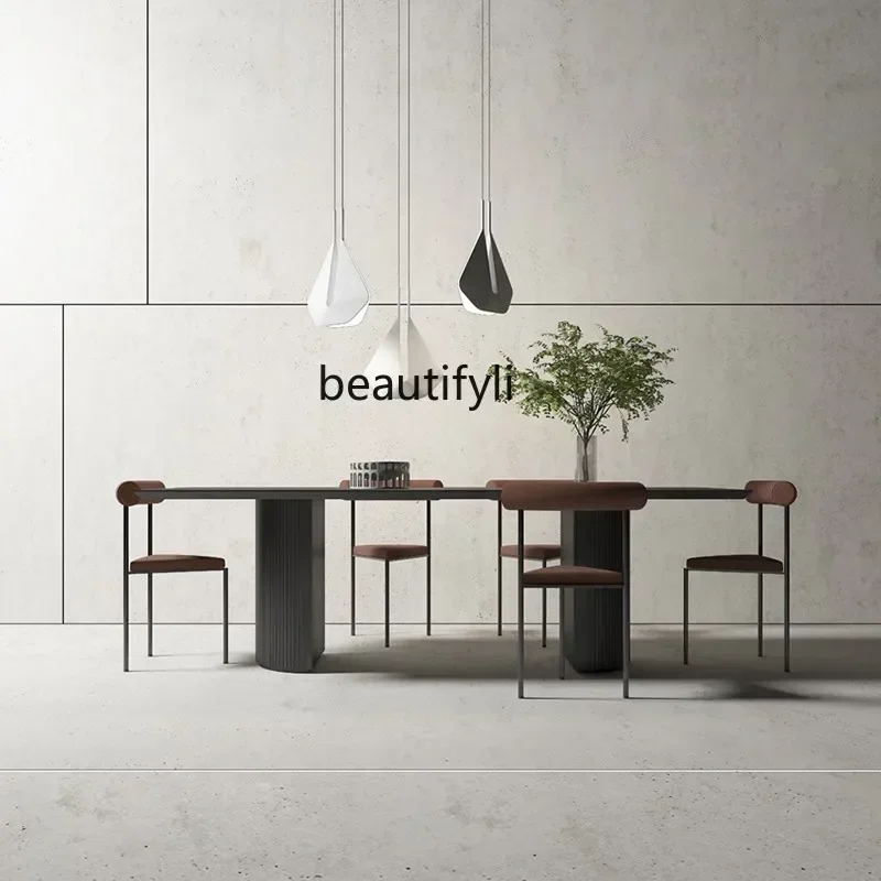 Hot sales Nordic solid wood oval dining table and chairs simple creative conference table log negotiation light luxury coffee lo