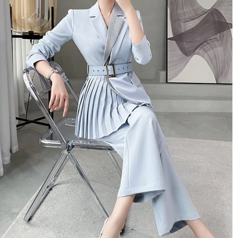 Fashion Casual Women\'s Suit 2022 New Spring and Autumn Korean Version Irregular Top Elegant Women\'s Two-piece Set