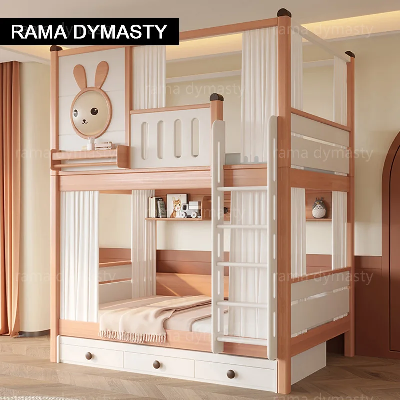 Children'S Bunk Bed With High Guardrail Mother And Child Bed Multifunctional Combination Of High And Low Beds Bunk Beds