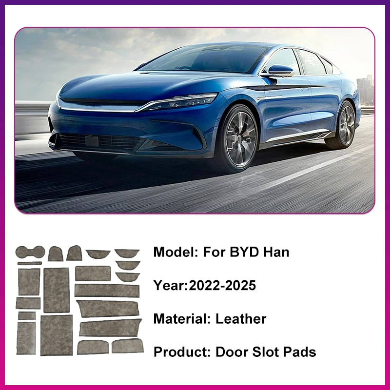 ل BYD هان 2020-2025 2021 2022 2023 2024 DM-i EV سيارة جلدية المضادة للانزلاق كأس حصيرة حماية بوابة فتحة وسادة حماية الباب وسادة حصيرة
