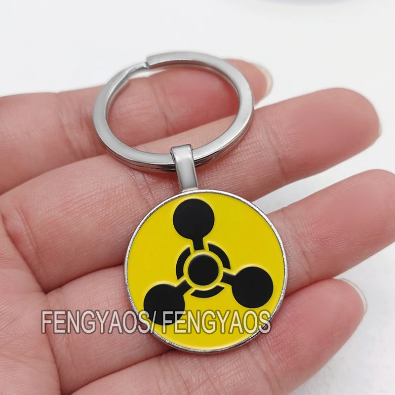 Radiation Symbol Keychains for Door Yellow Warning Sign Keychain for Key Purse Bag Keyring Gift for Friends