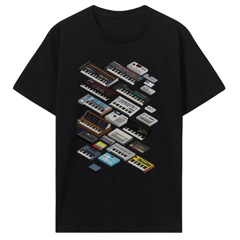 Summer Tees Cotton Hip Hop Harajuku Men's Clothing Streetwear Unisex Oversized Tops 2024 Synthesizers And Drum Machines T-shirt