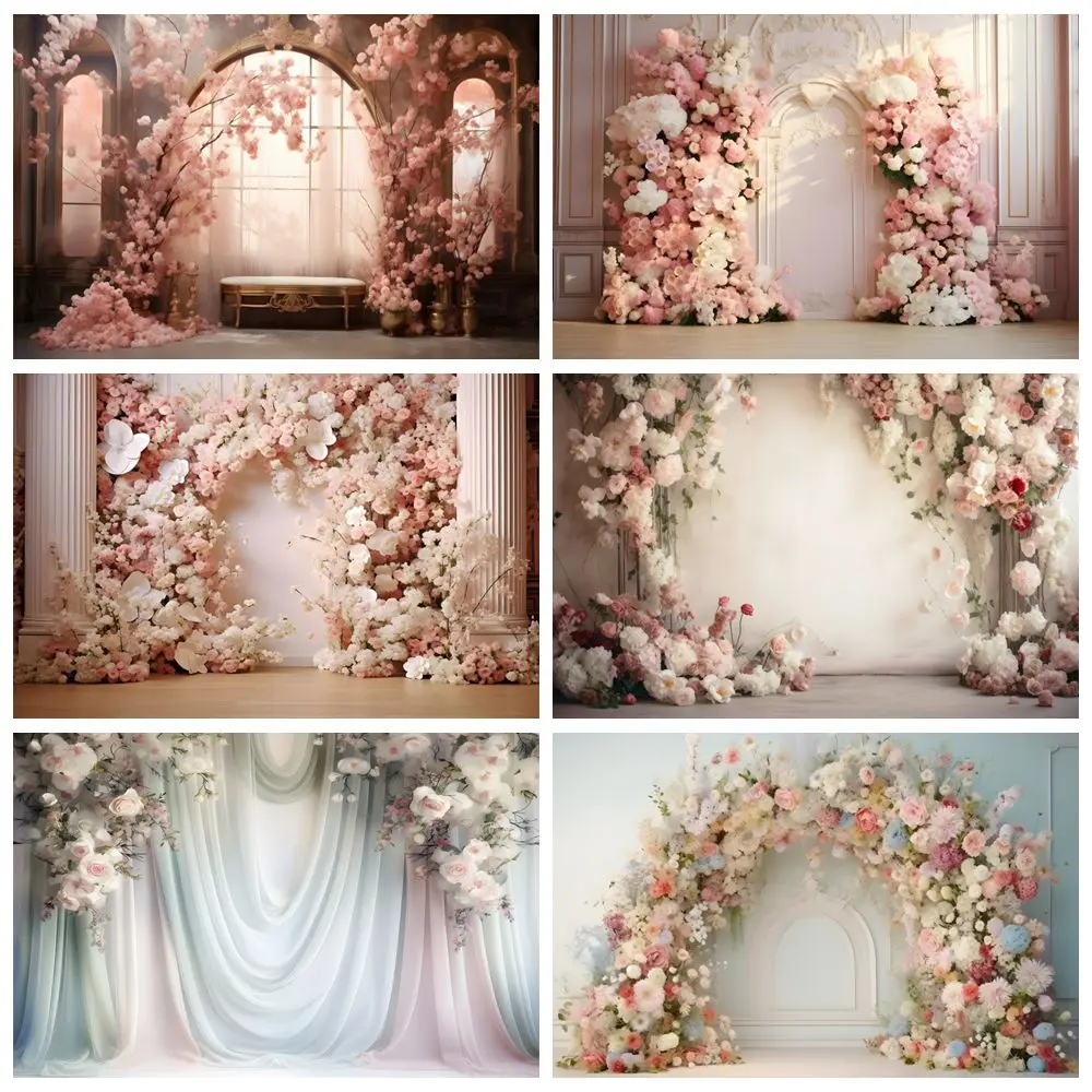 

Wedding Backdrop Boho Flowers Interior Bridal Shower Bride Portrait Photography Background Decor Photo Studio Photobooth Props